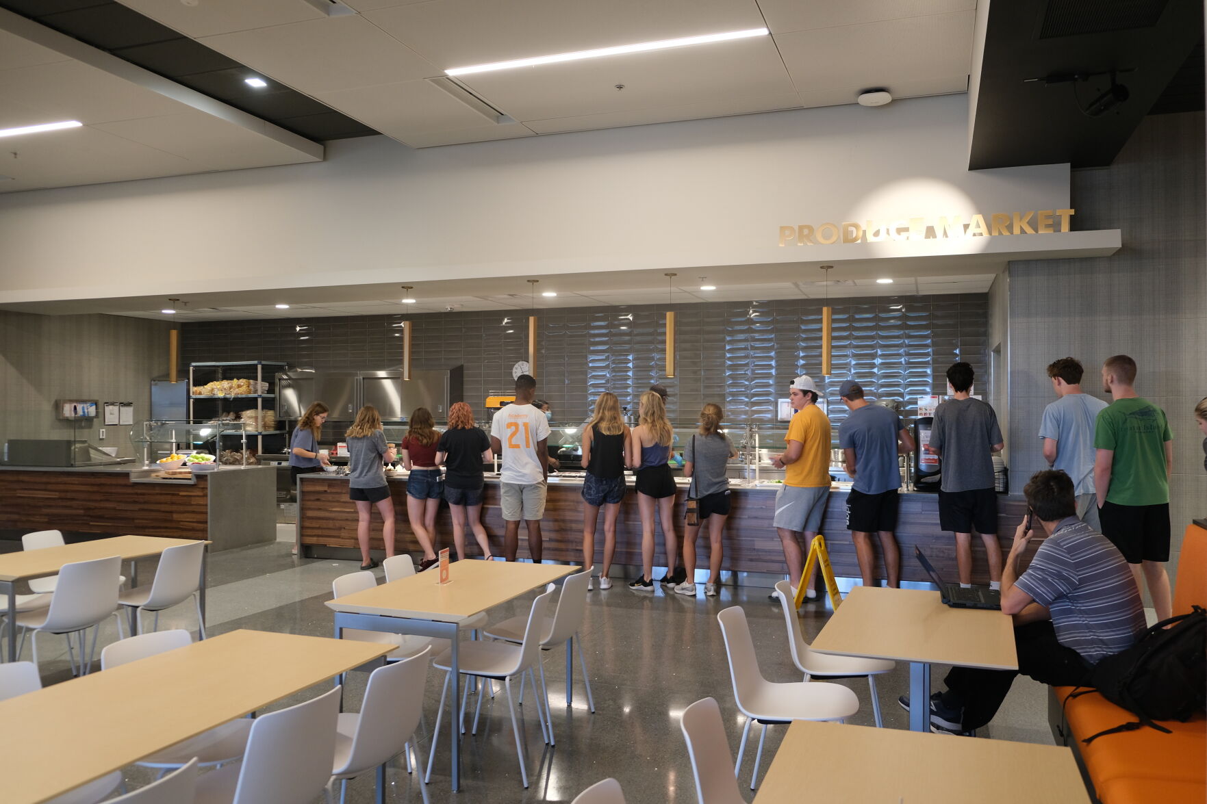 Students in line at West Dining